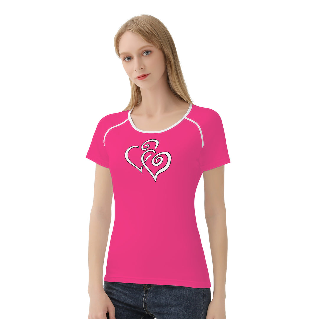 TI Amo I love you - Exclusive Brand - Violet Red - Double White Heart - Women's T shirt