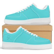 Load image into Gallery viewer, Ti Amo I love you - Exclusive Brand  - Medium Turquoise Blue- Transparent Low Top Air Force Leather Shoes
