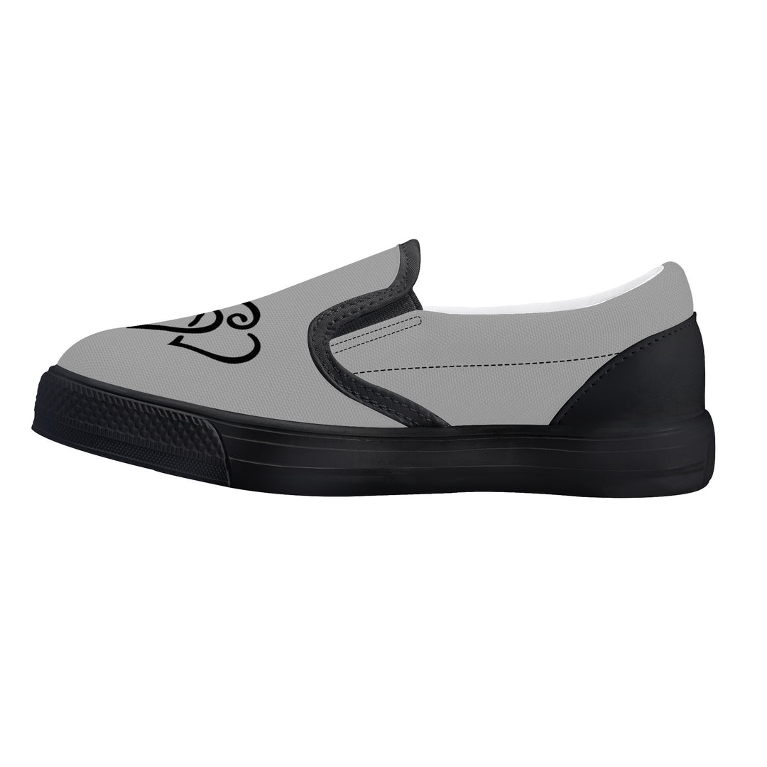 Ti Amo I love you - Exclusive Brand - Silver Chalice - Double Black Heart - Kids Slip-on shoes - Black Soles