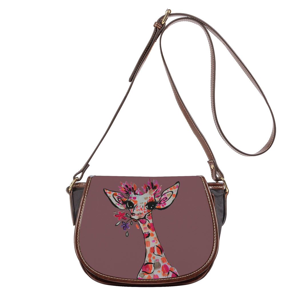 Ti Amo I love you - Exclusive Brand - Rose Brown - Giraffe- Saddle Bag