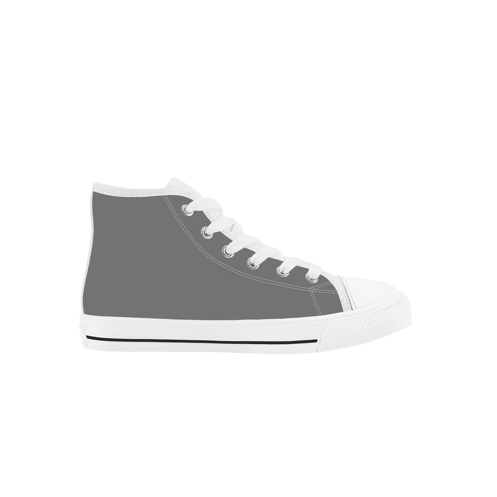 Ti Amo I love you - Exclusive Brand - Dove Gray - Double Black Heart  - Kids High Top Canvas Shoes