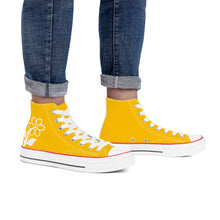 Load image into Gallery viewer, Ti Amo I love you - Exclusive Brand  - Amber - White Daisy - High Top Canvas Shoes - White  Soles
