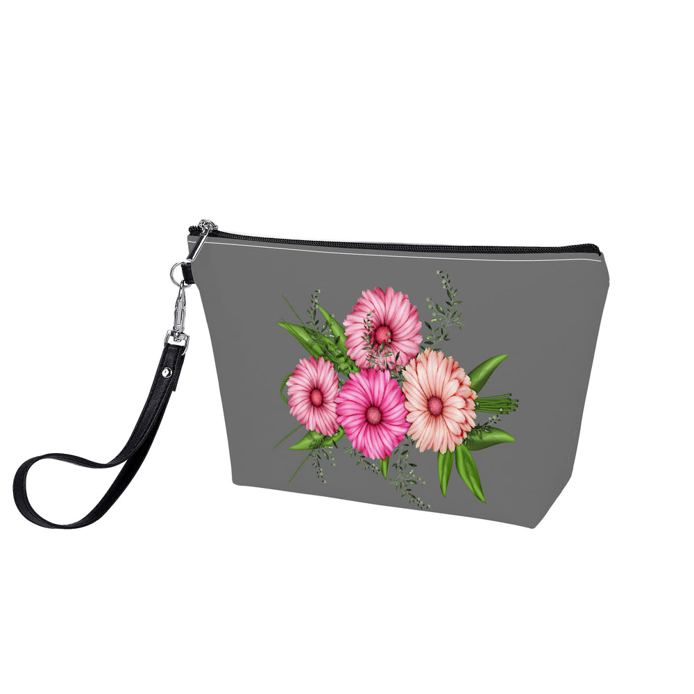 Ti Amo I love you - Exclusive Brand  - Dove Gray - Pink Floral - Sling Cosmetic Bag