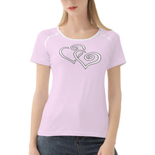 Load image into Gallery viewer, TI Amo I love you - Exclusive Brand - Carousel Pink - Double White Heart - Women&#39;s T shirt - Sizes XS-2XL
