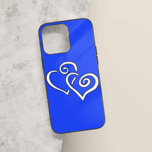 Load image into Gallery viewer, Ti Amo I love you - Exclusive Brand - Blue Blue Eyes - Double White Heart -  iPhone 14 Glass Case (3 cameras)
