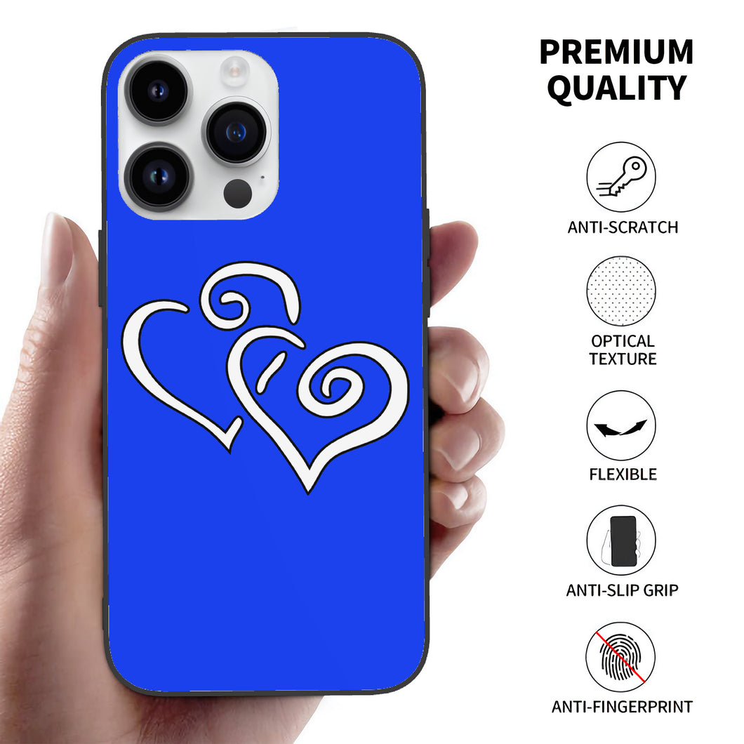 Ti Amo I love you - Exclusive Brand  - Blue Blue Eyes - Double White Heart -  Apple 14 PC Phone Case (3 cameras)