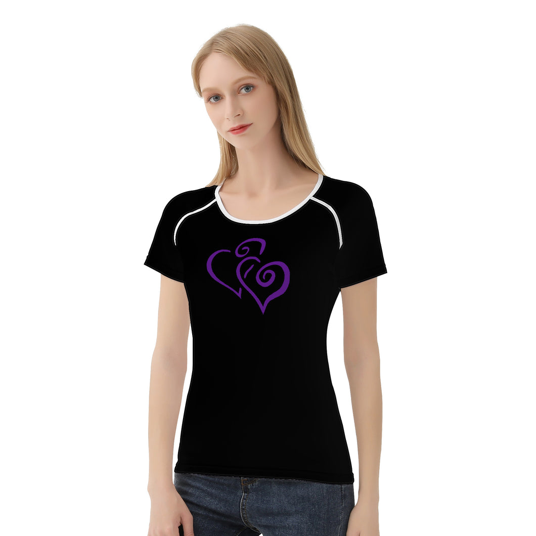 Ti Amo I love you - Exclusive Brand  - Black - Double Purple Heart -  Women's T shirt