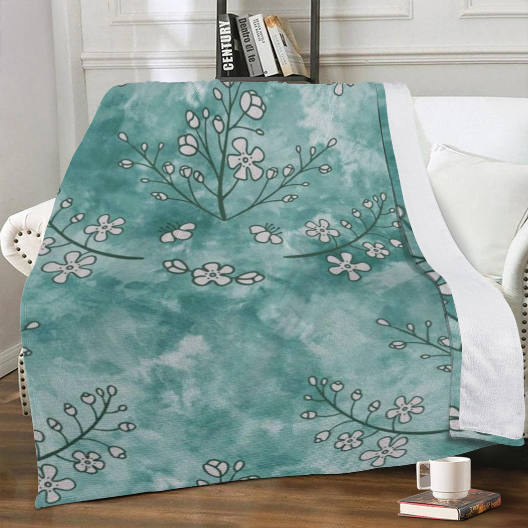 Ti Amo I love you - Exclusive Brand  - Faded Jade Floral Pattern - Micro Fleece Blankets