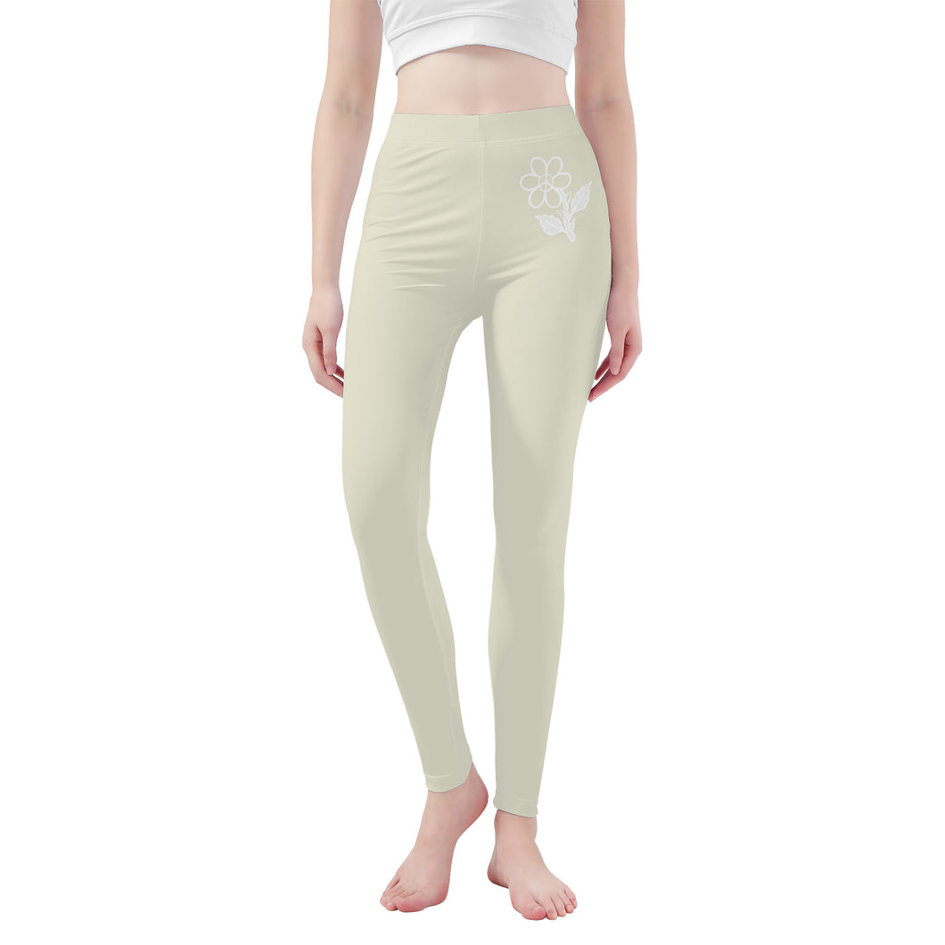 Ti Amo I love you - Exclusive Brand  - White Rock - White Daisy -  Yoga Leggings