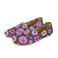 Load image into Gallery viewer, Ti Amo I love you  - Exclusive Brand  - Dark Grey with Flowers - Womens Casual Flats - Ladies Driving Shoes
