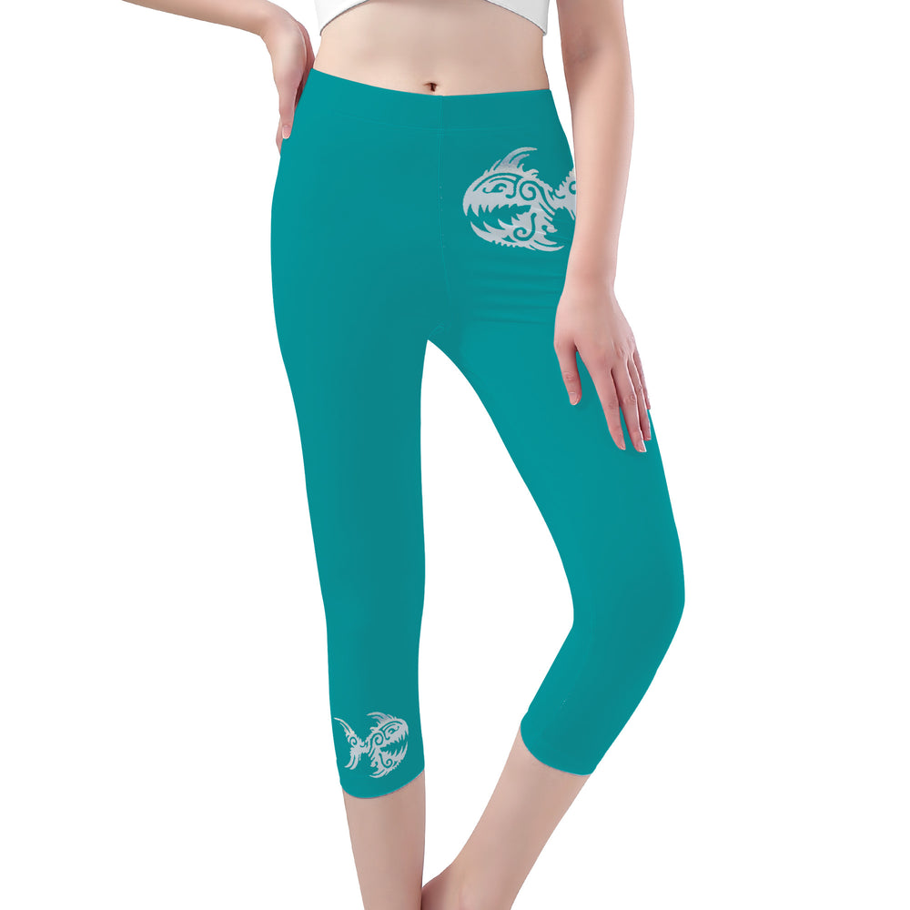 Ti Amo I love you - Exclusive Brand  - Persian Green - Womens / Teen Girls  / Womens Plus Size  - Capri Yoga Leggings - Sizes XS-3XL