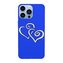 Load image into Gallery viewer, Ti Amo I love you - Exclusive Brand  - Blue Blue Eyes - Double White Heart -  iPhone 13 Transparent Case (3 cameras)
