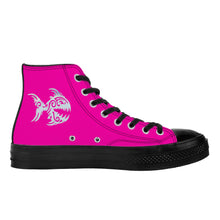 Load image into Gallery viewer, Ti Amo I love you - Exclusive Brand  - Hollywood Cerise - Angry Fish - High Top Canvas Shoes - Black  Soles
