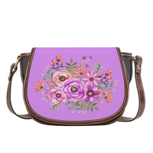 Load image into Gallery viewer, Ti Amo I love you - Exclusive Brand - Bright Lilac - Floral Bouquet - Saddle Bag
