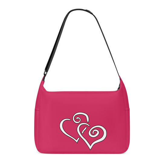 Ti Amo I love you - Exclusive Brand - Cerise Red 2 - Double White Heart - Journey Computer Shoulder Bag