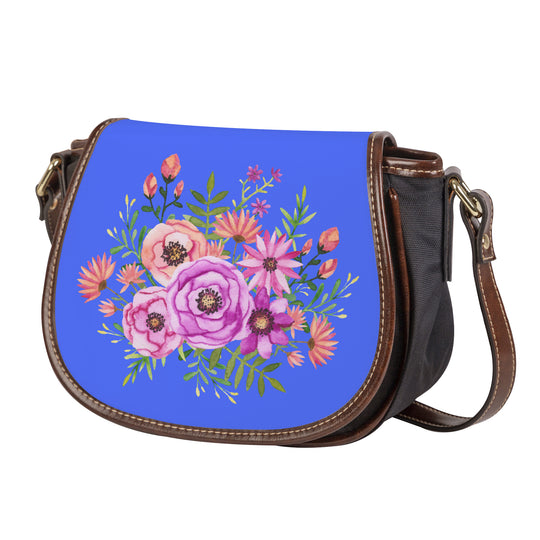 Ti Amo I love you - Exclusive Brand - Neon Blue - Floral Bouquet - Saddle Bag