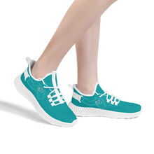 Load image into Gallery viewer, Ti Amo I love you - Exclusive Brand  - Persian Green -  Double Heart - Womens Mesh Knit Shoes - White Soles
