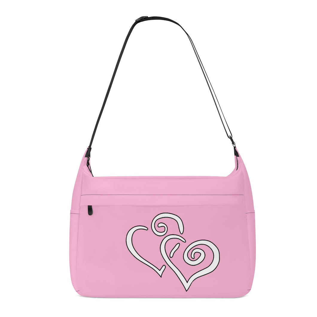 Ti Amo I love you - Exclusive Brand - Magenta Mix-Up - Double White Heart - Journey Computer Shoulder Bag