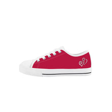 Load image into Gallery viewer, Ti Amo I love you - Exclusive Brand  - Cardinal - Double White Heart - Kids Low Top Canvas Shoes
