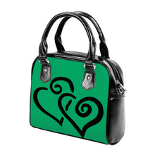 Load image into Gallery viewer, Ti Amo I love you - Exclusive Brand - Go Green - Double Black Heart -  Shoulder Handbag
