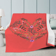 Load image into Gallery viewer, Ti Amo I love you - Persimmon - Floral Heart - Micro Fleece Blankets
