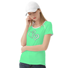 Load image into Gallery viewer, TI Amo I love you - Exclusive Brand - Aquamarine 2 - Double White Heart - Women&#39;s T shirt
