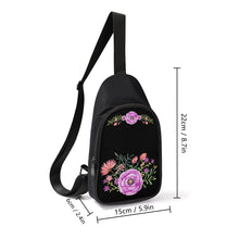 Load image into Gallery viewer, Ti Amo I love you - Exclusive Brand - Black Floral - Womens Chest Bag
