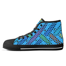 Load image into Gallery viewer, Ti Amo I love you - Exclusive Brand - Medium Cyan Blue - Deco Dots - High-Top Canvas Shoes - Black Soles
