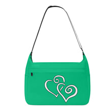 Load image into Gallery viewer, Ti Amo I love you - Exclusive Brand - Algae Green - Double White Heart - Journey Computer Shoulder Bag
