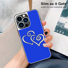 Load image into Gallery viewer, Ti Amo I love you - Exclusive Brand - Blue Blue Eyes - Double White Heart - iPhone 13 Matte Back with Soft Texture Edge Case (3 cameras)
