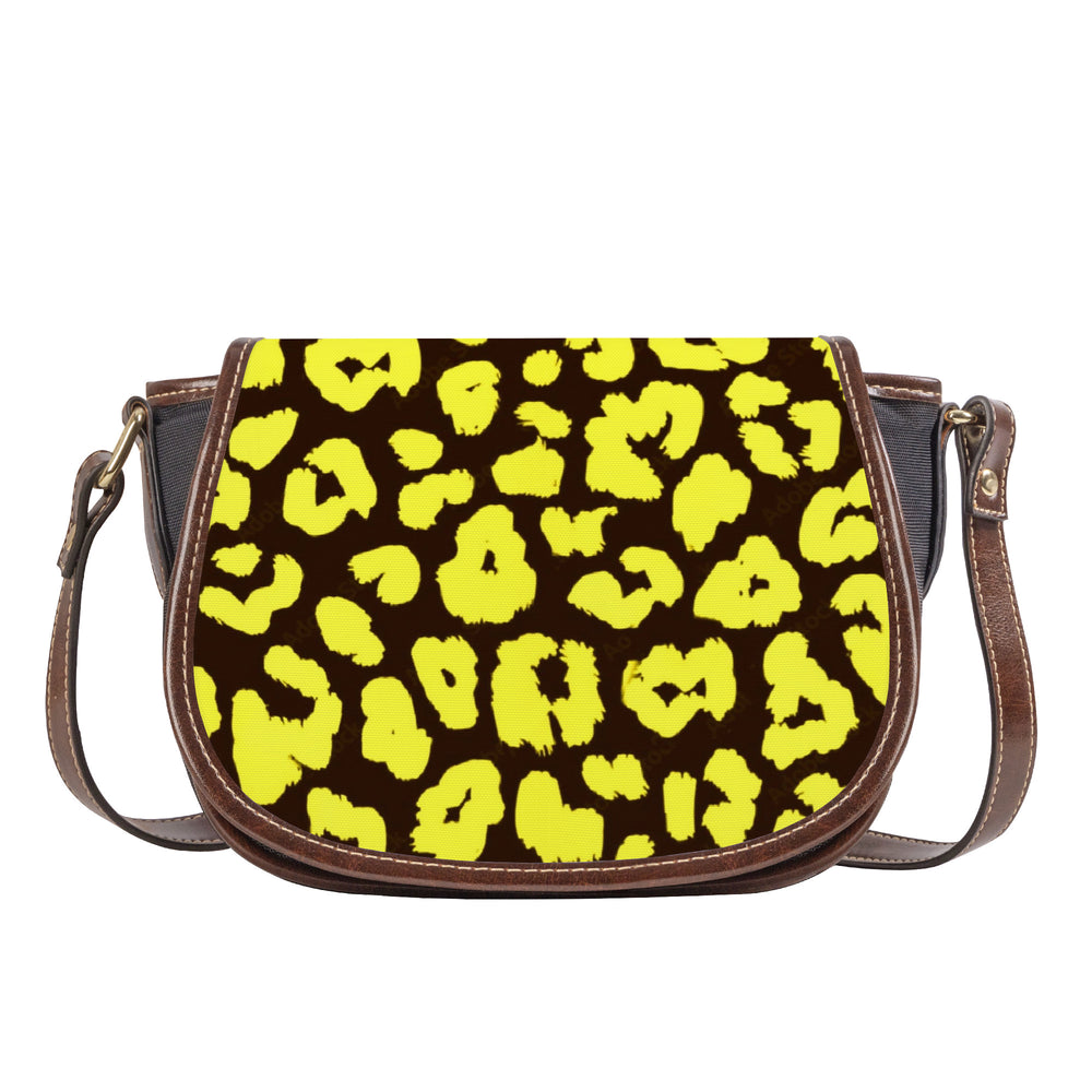 Ti Amo I love you - Exclusive Brand - Kilamanjaro & Golden Fizz Animal Pattern - Saddle Bag