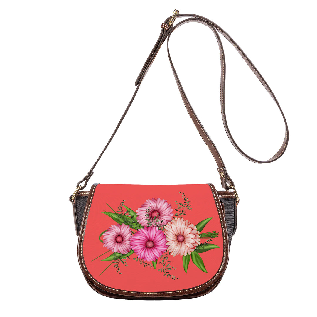 Ti Amo I love you - Exclusive Brand - Persimmon - Pink Floral - Saddle Bag