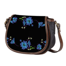 Load image into Gallery viewer, Ti Amo I love you - Exclusive Brand - Black - Blue Floral 2 - Saddle Bag
