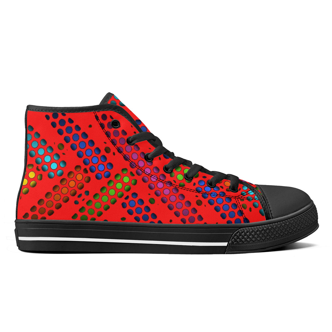 Ti Amo I love you - Exclusive Brand - Red - Deco Dots -  High-Top Canvas Shoes - Black Soles
