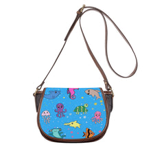 Load image into Gallery viewer, Ti Amo I love you - Exclusive Brand - Medium Cyan Blue - Saddle Bag
