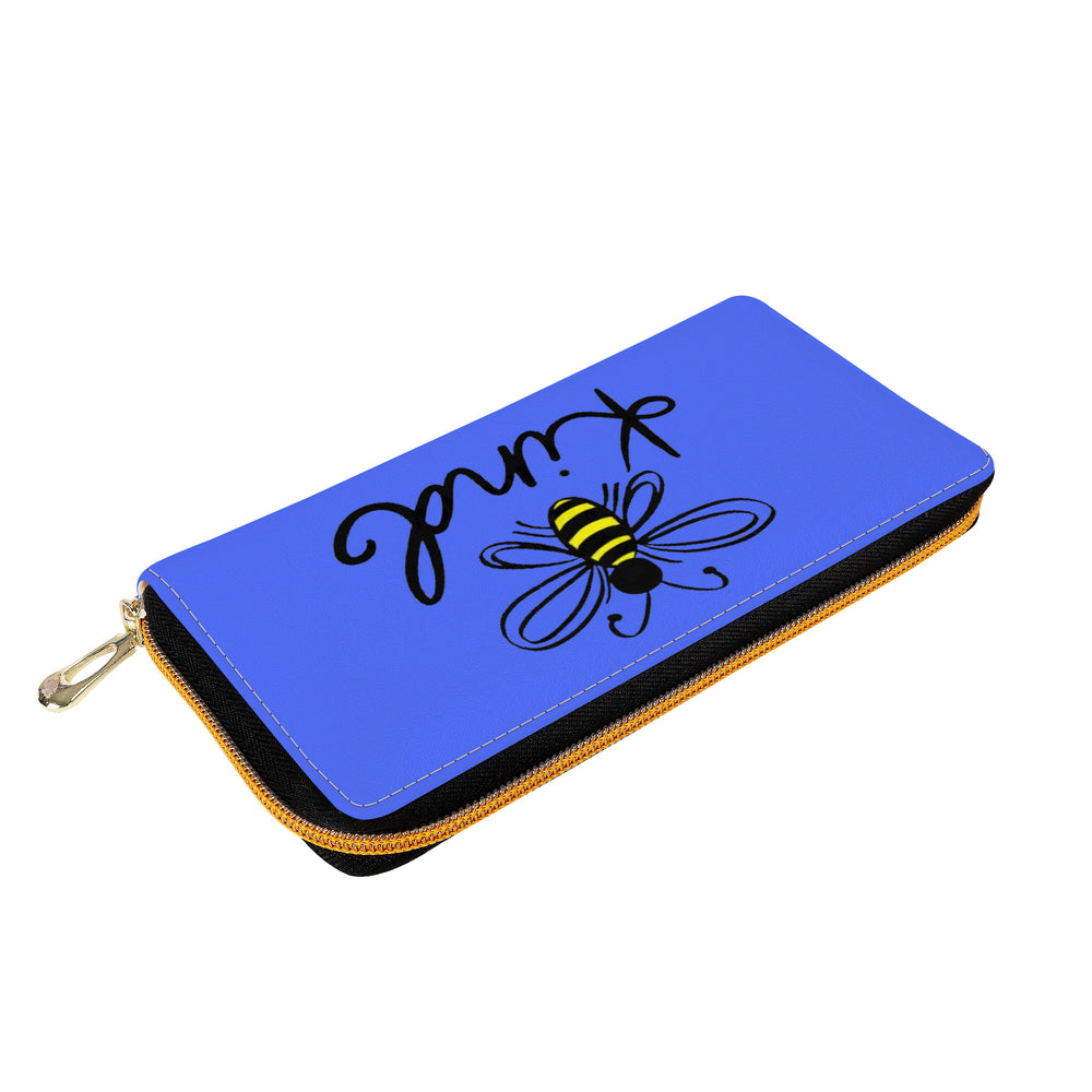 Ti Amo I love you - Exclusive Brand  -Neon Blue - Bee Kind - Zipper Purse Clutch Bag
