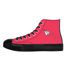 Load image into Gallery viewer, Ti Amo I love you - Exclusive Brand - Radical Red - Paper Airplane - High Top Canvas Shoes - Black Soles
