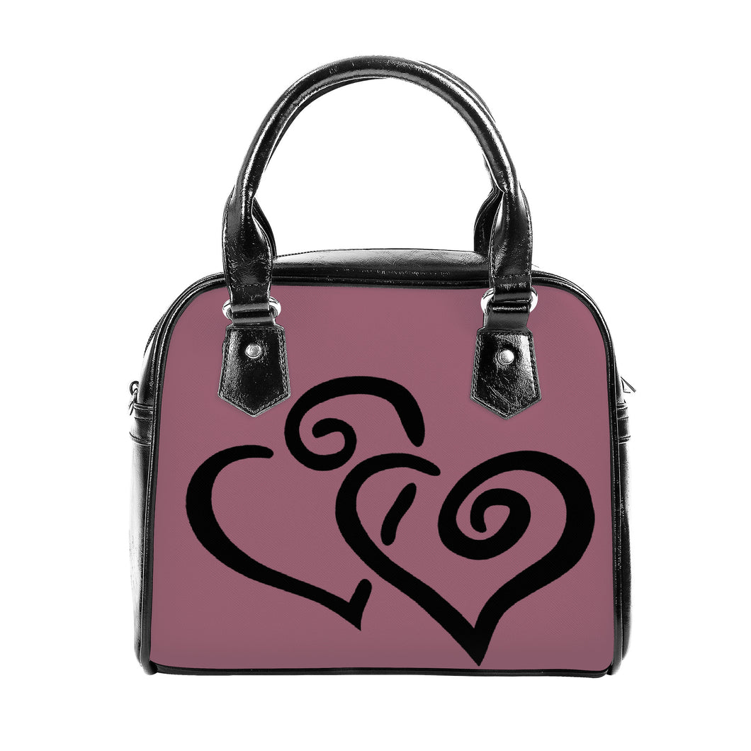 Ti Amo I love you - Exclusive Brand - Jugendstil Pink  - Double Black Heart -  Shoulder Handbag