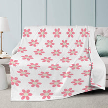 Load image into Gallery viewer, Ti Amo I love you - Exclusive Brand - White with Sweet Pink Daisies - Micro Fleece Blankets
