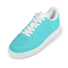 Load image into Gallery viewer, Ti Amo I love you - Exclusive Brand  - Medium Turquoise Blue- Transparent Low Top Air Force Leather Shoes
