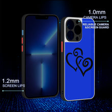 Load image into Gallery viewer, Ti Amo I love you - Exclusive Brand  - Blue Blue Eyes - Double Black Heart - iPhone 13 Matte Back with Soft Texture Edge Case (3 cameras)
