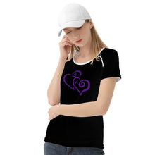 Load image into Gallery viewer, Ti Amo I love you - Exclusive Brand  - Black - Double Purple Heart -  Women&#39;s T shirt
