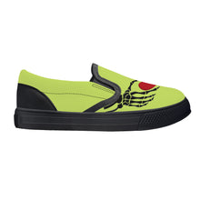 Load image into Gallery viewer, Ti Amo I love you - Exclusive Brand- Yellow Green - Skeleton Hands with Heart - Kids Slip-on shoes - Black Soles
