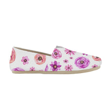 Load image into Gallery viewer, Ti Amo I love you  - Exclusive Brand  - White with Flowers - Womens Casual Flats - Ladies Driving Shoes
