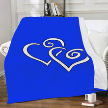 Load image into Gallery viewer, Ti Amo I love you - Exclusive Brand  - Blue Blue Eyes - Micri Fleece Double White Heart - Micro Fleece Blankets
