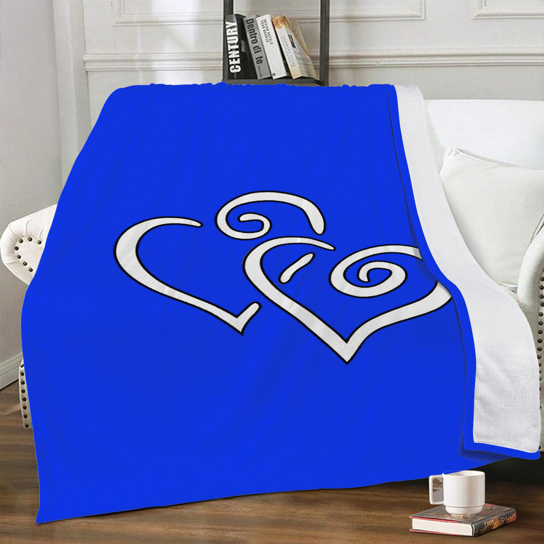 Ti Amo I love you - Exclusive Brand  - Blue Blue Eyes - Micri Fleece Double White Heart - Micro Fleece Blankets