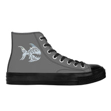 Load image into Gallery viewer, Ti Amo I love you - Exclusive Brand - Dove Gray - Angry Fish - High Top Canvas Shoes - Black  Soles
