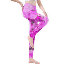 Load image into Gallery viewer, Ti Amo I love you - Exlcusive Brand - Pink Petals - Womens / Teen Girls / Womens Plus Size - Yoga Leggings - Sizes XS-3XL
