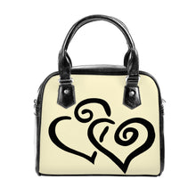 Load image into Gallery viewer, Ti Amo I love you - Exclusive Brand - Baja White - Double Black Heart -  Shoulder Handbag
