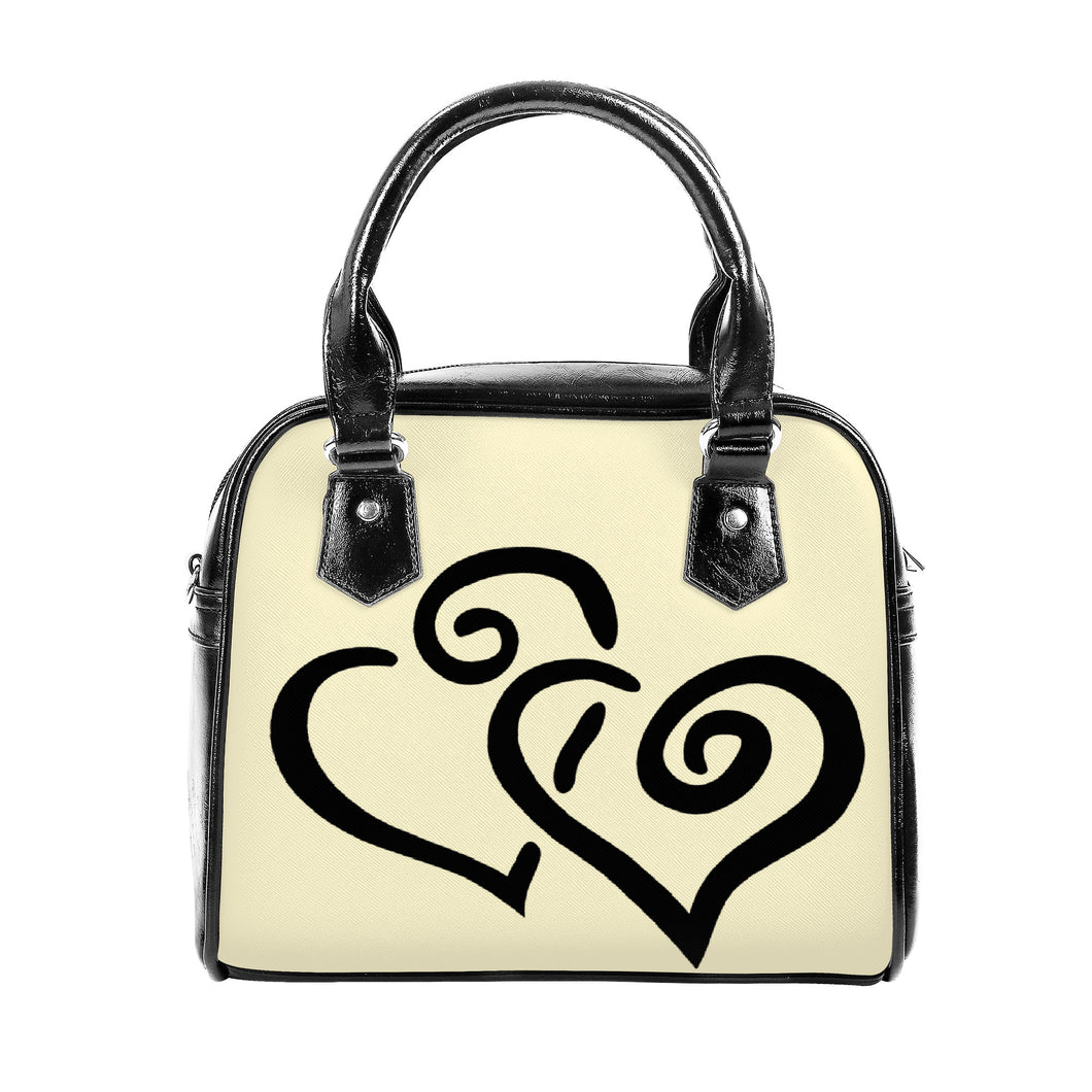 Ti Amo I love you - Exclusive Brand - Baja White - Double Black Heart -  Shoulder Handbag